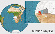 Satellite Location Map of Curoca, highlighted country, highlighted parent region
