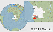 Savanna Style Location Map of Curoca, highlighted country, highlighted parent region, within the entire country, hill shading