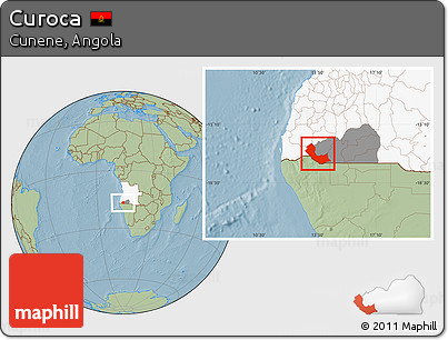 Savanna Style Location Map of Curoca, highlighted country, highlighted parent region, hill shading