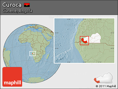 Savanna Style Location Map of Curoca, highlighted parent region, hill shading