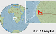 Savanna Style Location Map of Curoca, hill shading