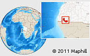 Shaded Relief Location Map of Curoca, highlighted country
