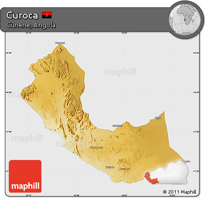 Physical Map of Curoca, single color outside