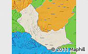 Shaded Relief Map of Curoca, political outside