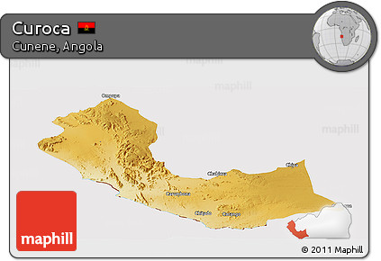 Physical Panoramic Map of Curoca, cropped outside