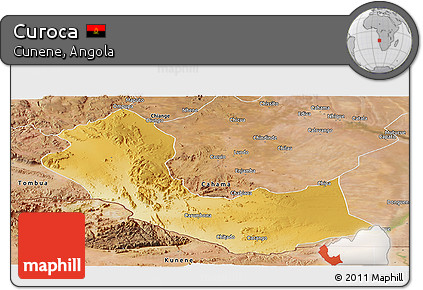 Physical Panoramic Map of Curoca, satellite outside