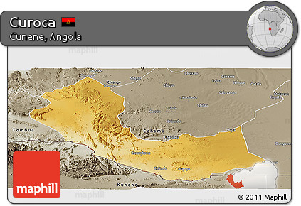 Physical Panoramic Map of Curoca, semi-desaturated