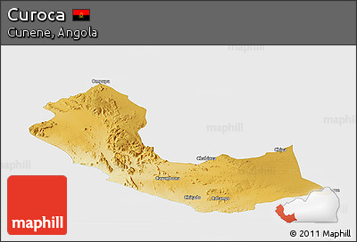 Physical Panoramic Map of Curoca, single color outside