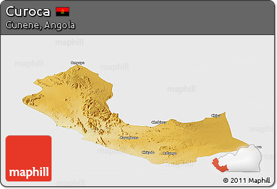 Physical Panoramic Map of Curoca, single color outside