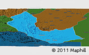 Political Panoramic Map of Curoca, darken