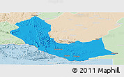Political Panoramic Map of Curoca, lighten