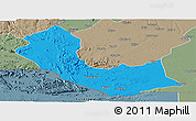Political Panoramic Map of Curoca, semi-desaturated