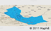 Political Panoramic Map of Curoca, shaded relief outside