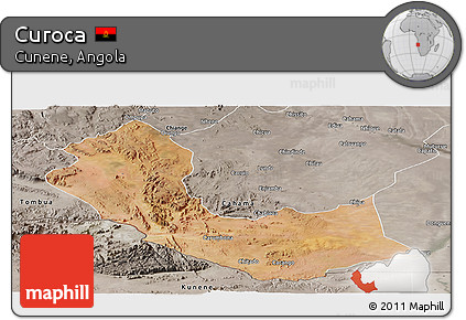 Satellite Panoramic Map of Curoca, semi-desaturated