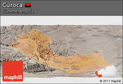 Satellite Panoramic Map of Curoca, semi-desaturated