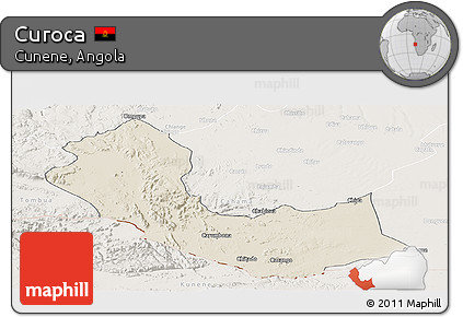 Shaded Relief Panoramic Map of Curoca, lighten