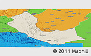 Shaded Relief Panoramic Map of Curoca, political outside