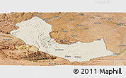 Shaded Relief Panoramic Map of Curoca, satellite outside