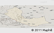 Shaded Relief Panoramic Map of Curoca, semi-desaturated