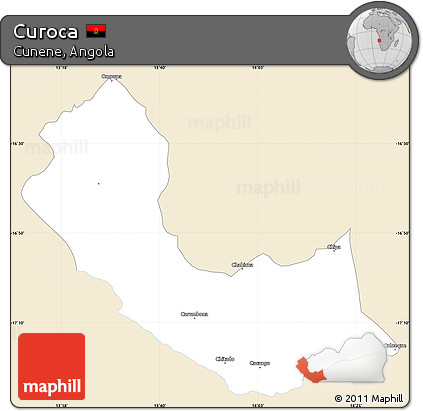 Classic Style Simple Map of Curoca, single color outside