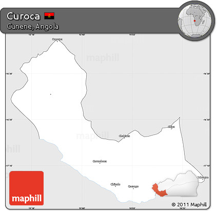 Silver Style Simple Map of Curoca, single color outside