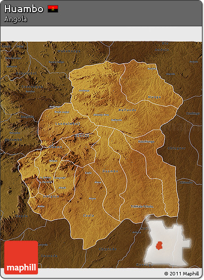 Physical 3D Map of Huambo, darken