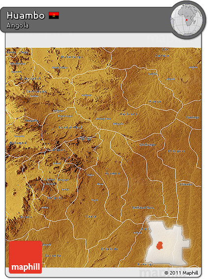 Physical 3D Map of Huambo
