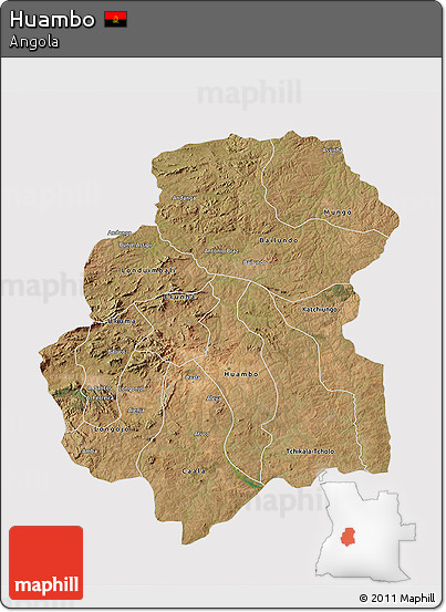 Satellite 3D Map of Huambo, cropped outside