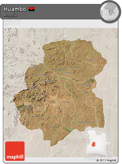 Satellite 3D Map of Huambo, lighten