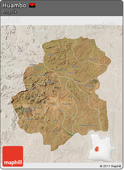 Satellite 3D Map of Huambo, lighten