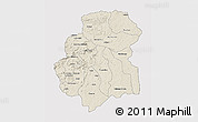 Shaded Relief 3D Map of Huambo, cropped outside