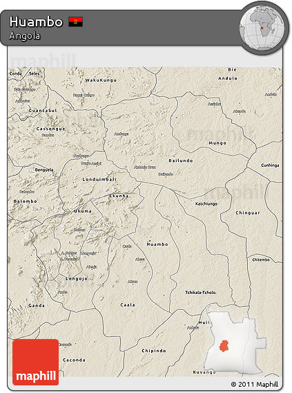 Shaded Relief 3D Map of Huambo