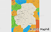 Shaded Relief 3D Map of Huambo, political outside