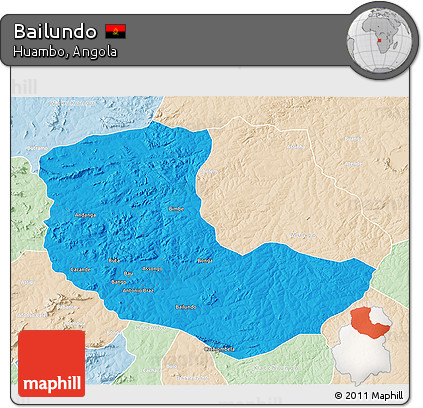 Political 3D Map of Bailundo, lighten
