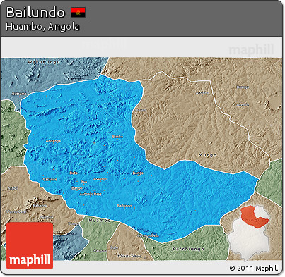 Political 3D Map of Bailundo, semi-desaturated