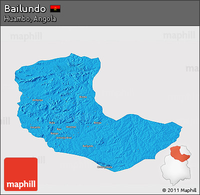 Political 3D Map of Bailundo, single color outside