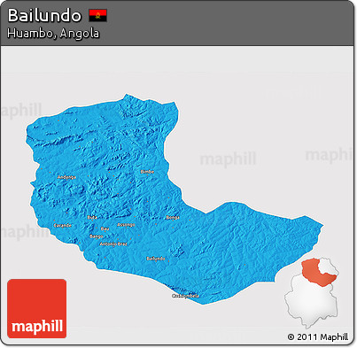 Political 3D Map of Bailundo, single color outside