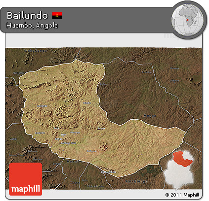 Satellite 3D Map of Bailundo, darken