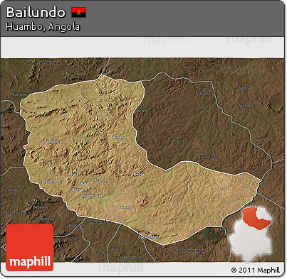 Satellite 3D Map of Bailundo, darken