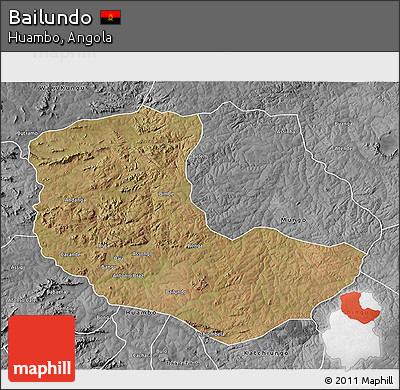 Satellite 3D Map of Bailundo, desaturated