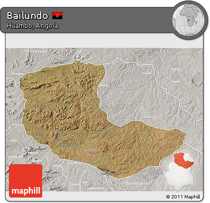 Satellite 3D Map of Bailundo, lighten, semi-desaturated
