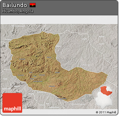 Satellite 3D Map of Bailundo, lighten, semi-desaturated