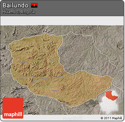 Satellite 3D Map of Bailundo, semi-desaturated
