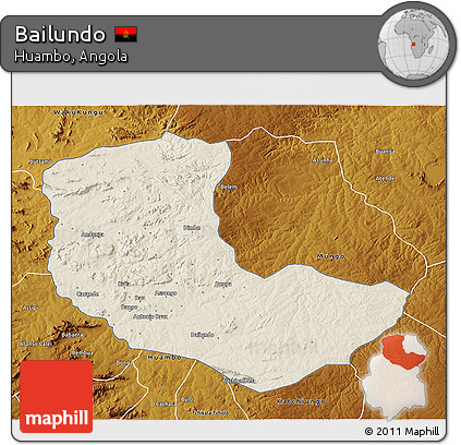 Shaded Relief 3D Map of Bailundo, physical outside