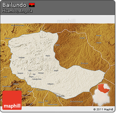 Shaded Relief 3D Map of Bailundo, physical outside