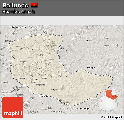 Shaded Relief 3D Map of Bailundo, semi-desaturated