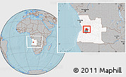 Gray Location Map of Bailundo, highlighted country, highlighted parent region, within the entire country, hill shading