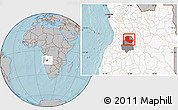 Gray Location Map of Bailundo, highlighted country, highlighted parent region, hill shading