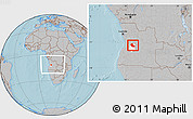 Gray Location Map of Bailundo, highlighted parent region, within the entire country, hill shading