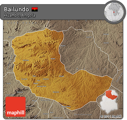 Physical Map of Bailundo, semi-desaturated